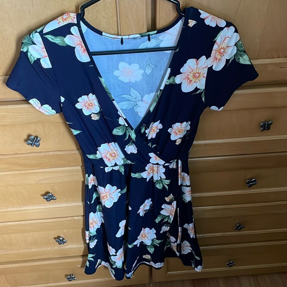Blue floral pattern dress